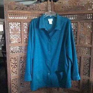 National (brand) Teal Shirt/Jacket with Pockets 2X